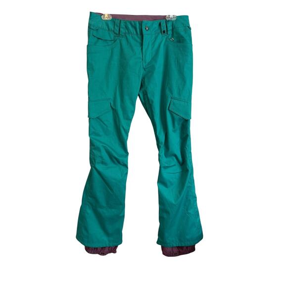 Burton The White Collection Womens Small Snowboard Ski Pants Teal DRYRIDE Vents - Picture 1 of 16